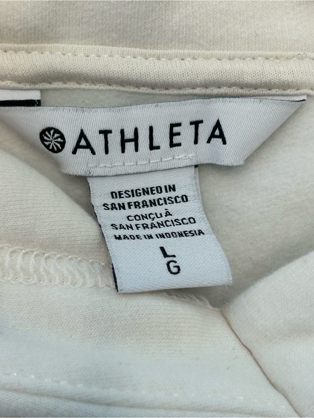 Athleta Cream Hoodie L Athleisure Sweatshirt Cozy Quiet Luxury clean girl travel - Picture 5 of 6